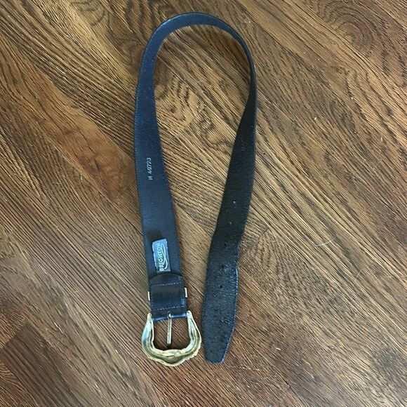 Vintage 1994 Brighton Wide Black Leather‎ Belt with Ornate Gold Buckle main image 5